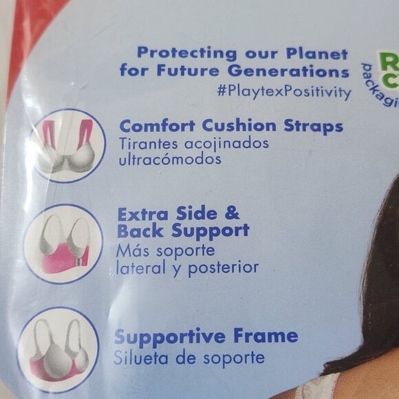 Playtex 18 Hour Bra Cafe Au Lait 36D #4693 Wireless Tagless 4-Way Support - Picture 6 of 8